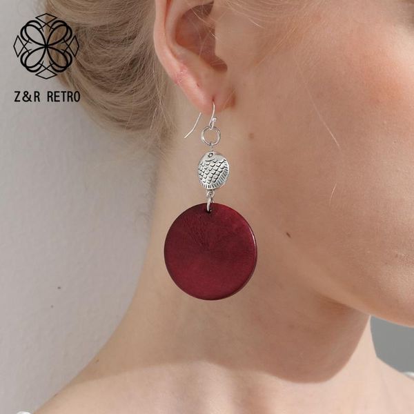 

dangle & chandelier vintage wooden hanging earrings for women fish drop women's jewelry alloy female suspension decoration accessories, Silver