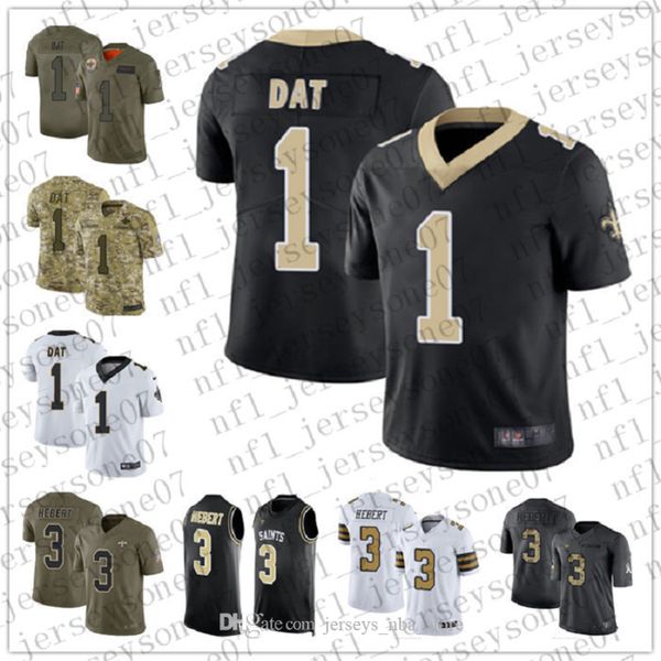 

2020 Custom Mens women youth new orleans saints 1 Who Dat 3 Bobby Hebert white Football 100th Season Vapor Limited Jersey