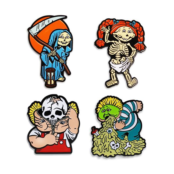

garbage pail kids bone crim richie bony enamel pin badge brooch, Gray