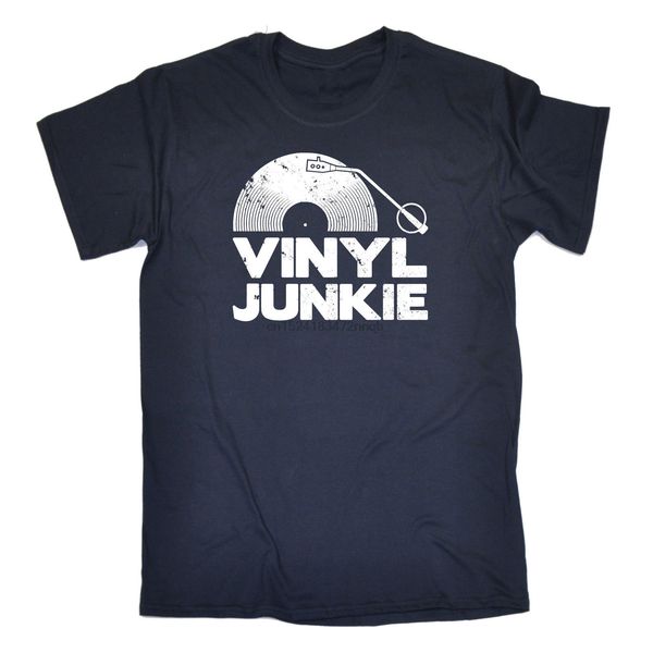 

vinyl junkie white logo t-shirt tee music vintage dj funny gift birthday t shirt men casual cotton short sleeve