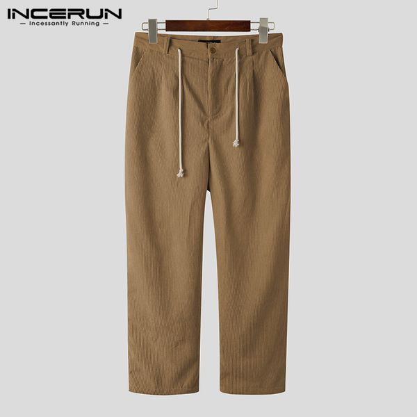 

men's pants incerun mens corduroy solid autumn joggers button retro straight trousers men pockets streetwear 2021 casual s-5xl 7, Black