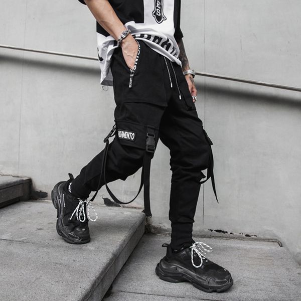 

streat pants mens fashion casual 2020 packet letter trousers jogger sweatpants new arrive sport running pants sale, Black