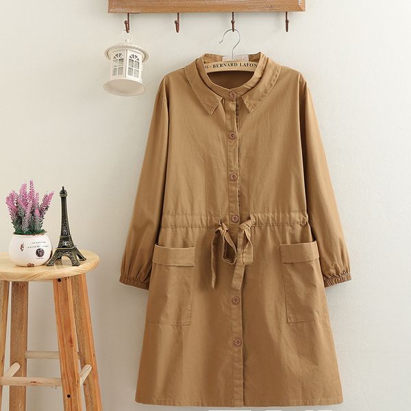 

women's trench coats spring windbreakers female korean single-breasted thin mid-long overcoat casual plus size long-sleeved women coat, Tan;black