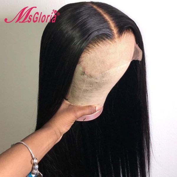 

lace wigs 180% human hair natural color straight part front wig brazilian remy for women pre plucked with baby, Black;brown
