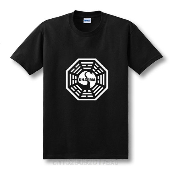 

american tv series lost dharma initiative t shirt men fitness cotton short sleeve t-shirt tees camisetas masculinas xs-xxl