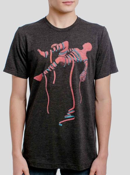 

unraveling - multicolor on heather black triblend mens t shirt