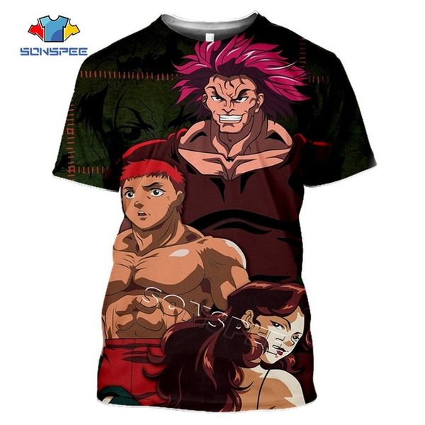 

summer comic grappler baki japan boxing men anime 3d print shirts aesthetic harajuku hippie men clothing