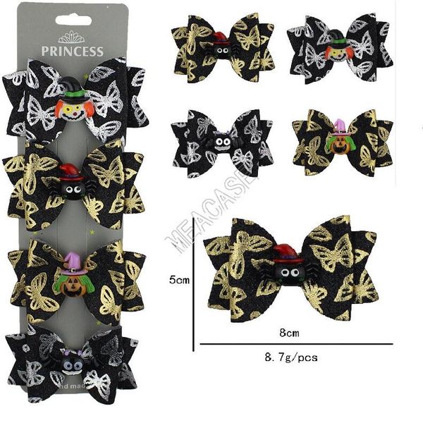 

halloween princess big bow hair clip hairpin baby girls bowknot hair pins bobby pin barrette with card party headress hair accessories d9704, Slivery;white