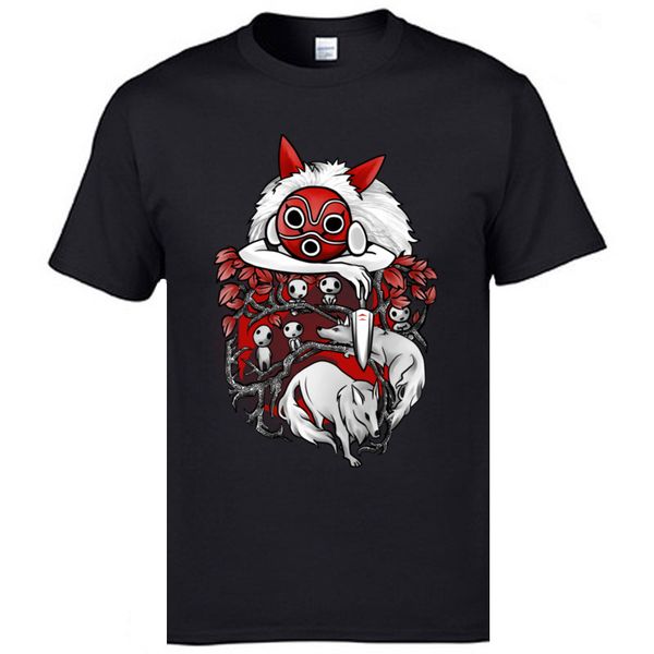 

men's print t-shirt princess mononoke kodama wolf funny designers tshirt kaonashi spirited away hunter tee print