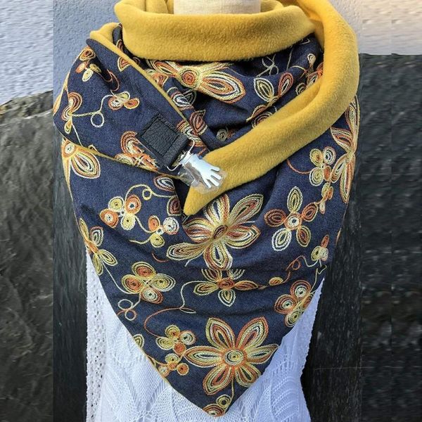 

scarves for women fashion vintage plaid patchwork winter warm shawls soild dot printing button soft wrap casual warm scarves d3, Blue;gray