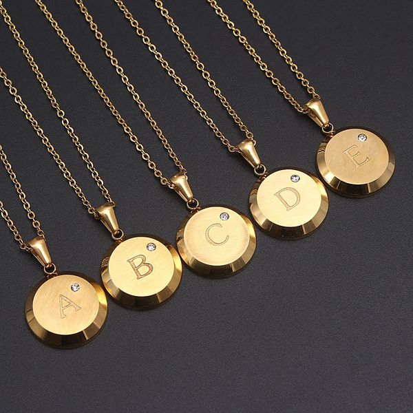 

luxurious cubic zircon alphabet pendants gold color copper mini a-z letter pendant necklace shinning 26 initial collares jewelry, Silver