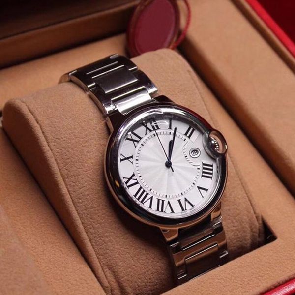 

2019 new fashion men's watches women's watch stainless steel quartz wristwatch classic reloj with box gift orologio di lusso, Slivery;brown