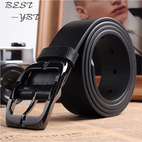 

belts designer men leather belt pin buckle black business trouser strap cinturones hombre cinto, Black;brown