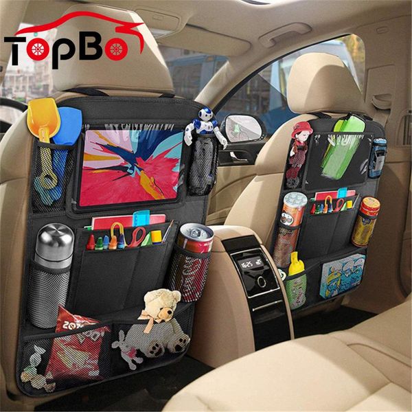 

multi-pocket car seat back organizer hanging storage bag tablet cup holder stowing tidying anti-kick mats for kid