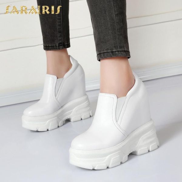 

dress shoes sarairis 2021 arrivals genuine leather woman boots increased internal round toe platform pumps spring/autumn women, Black