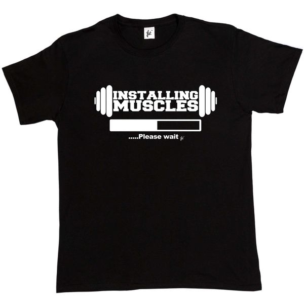 

2019 men fashion installing muscles please wait weight trainer mens t-shirt tee shirt