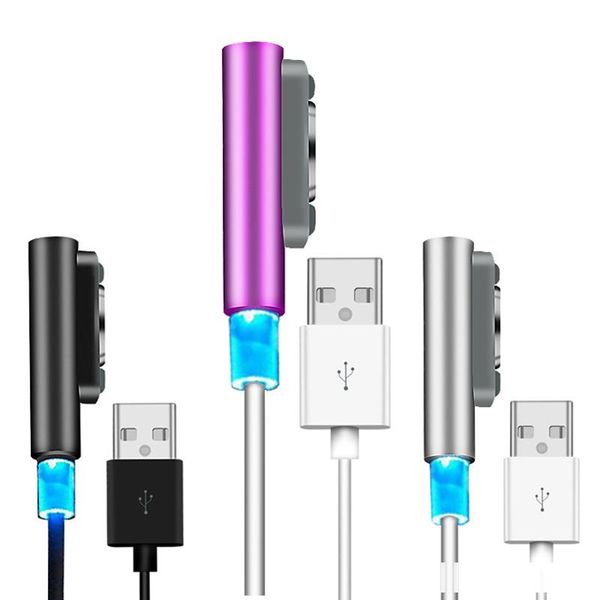 

magnetic charging data cables with led light compatible for sony xperia z3 l55t z2 z1 magnetic cable cell phone cables charging line