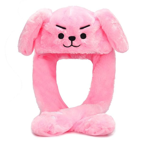 

cute pig animal plush hat airbag moving jumping ears toy gift cap with, Blue;gray