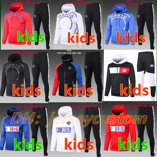 

kids 2020/21 jordam paris jacket hoodie survetement 2020 2021 paris mbappe football jackets soccer hoodie tracksuit, Black