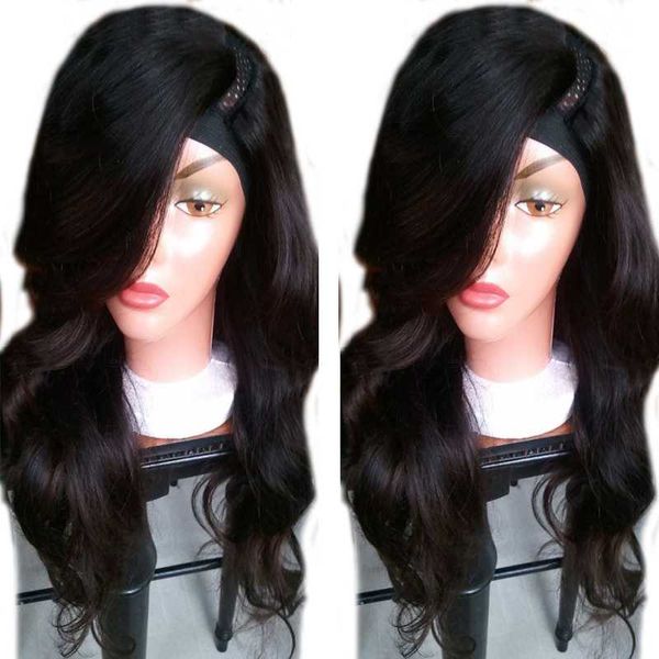 

lace wigs luffyhair left side part u brazilian remy human hair 1x4 opening size wavy natural color wig for women, Black;brown