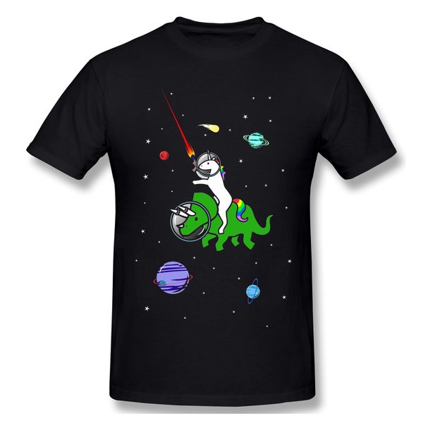 

unicorn riding triceras in space t shirts summer short sleeve cotton riding t-shirt hipster ofertas o neck casual tshirt