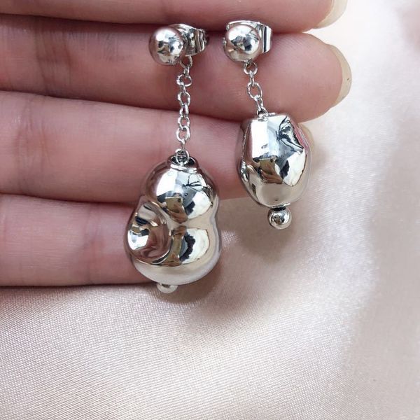 

women's chain handmade asymmetric earrings 2020 new fashion lady accessory, Silver
