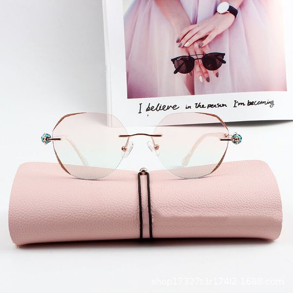 

stylish irregular candy colorful gradient glasses anti blue light rimless glasses for women fashion trendy ladies computer eyewe, White;black