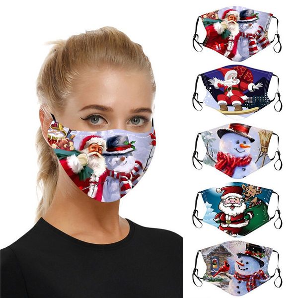 

fashion designer christmas face mask hallowmas reusable printed santa claus fun protective cotton washable face mask mk4019