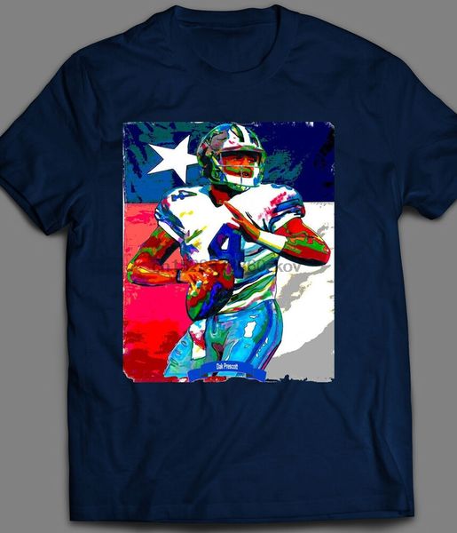 

dak prescott texas flag inspired custom football art t-shirt many options