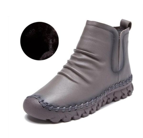 

boots 2021 autumn and winter women's shoes leather handmade flat short tube casual soft bottom, Black