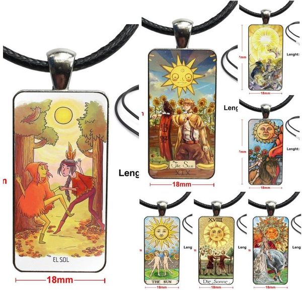 

for women wedding the sun tarot steel color glass cabochon with rectangle shaped pendant choker necklace, Silver