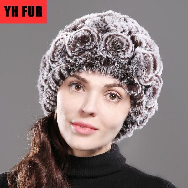 

new winter rex меховые шапки женщины real rex fur цветочные шапочки hat ручной работы вязаная 100% natural cap, Blue;gray