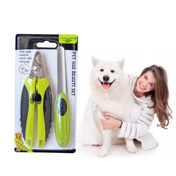 

2pcs set pet nail safety stainless steel cutter tool claws scissor pet dog nail file toe care trimmer clipper