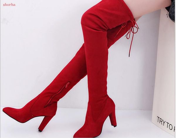 

new classic women boots winter shoes women warm suede snow boots non-slip square heel platform ankle for big size, Black