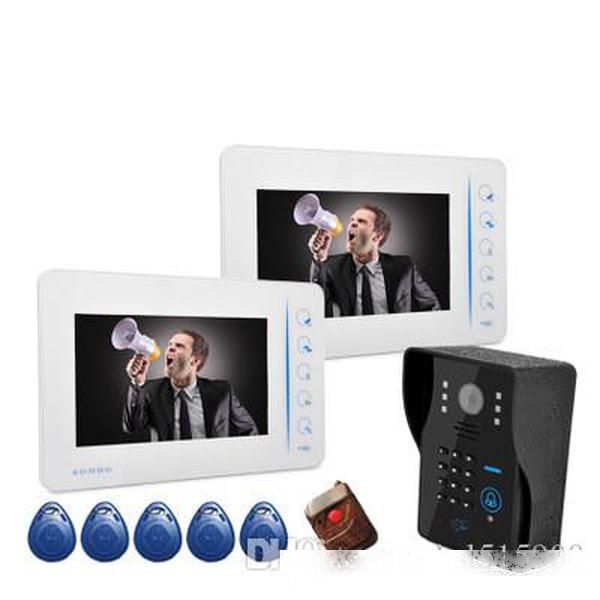 

video doorbell 7 inch swipe card with password unlocking remote control unlocking four-way camera function one pair two