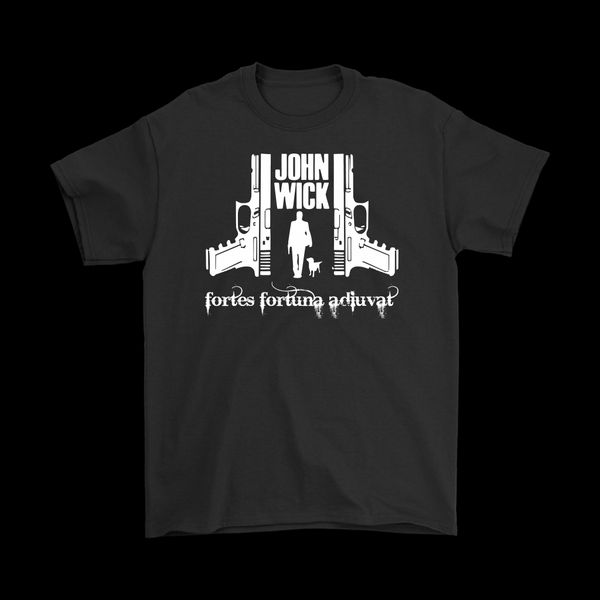 

rare john wick fortes fortuna adiuvat black tshirt short sleeve size s-3xl o-neck fashion casual print t shirt