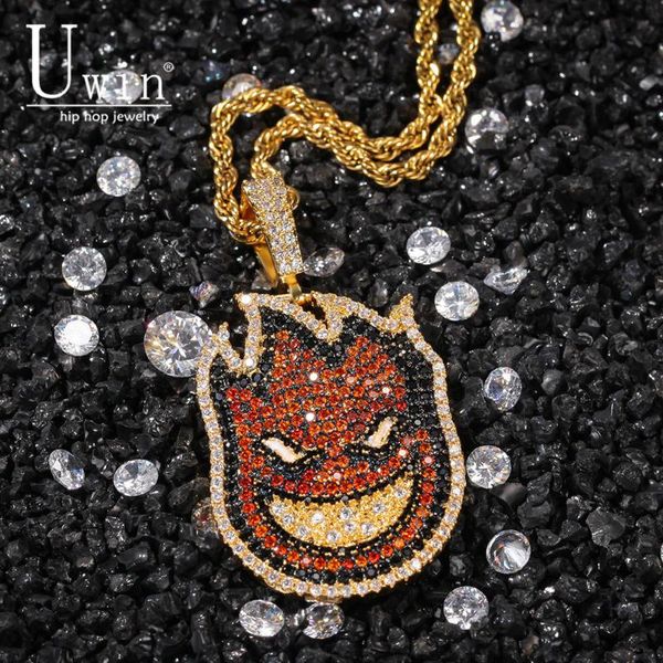 

uwin spitfire pendant with charm necklace cubic zircon trendy rock men hiphop punk jewelry for gift tennis chain, Silver