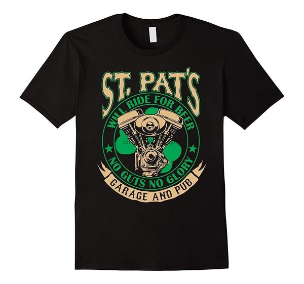 

gift t shirt irish biker men t-shirts v-twin shamrock st. pat's garage and pub