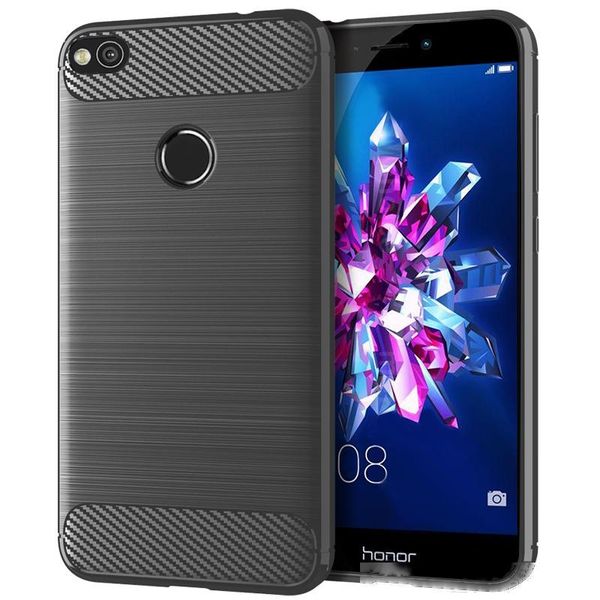 

phone case for honor 8 lite carbon fiber brushed design ultra slim thin anti-scratch and non-slip soft tpu protective cover case