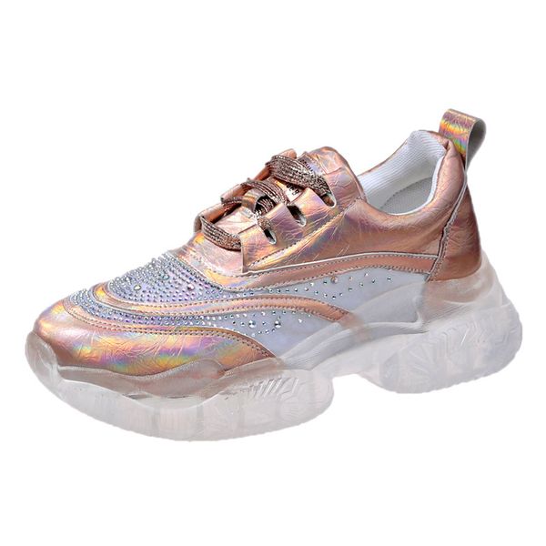 

новые женские туфли 2020 дышащего лето водонепроницаемой платформа толстой подошвы плоской подошвы обувь светящихся и красочный отдых, Black