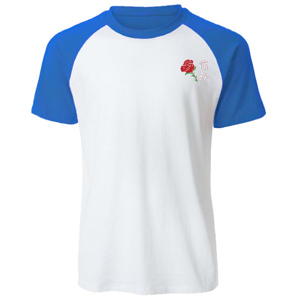 

2019 summer cotton t shirt hip hop tees japanese aesthetic rose print t-shirt men raglan short sleeve harajuku streetwear