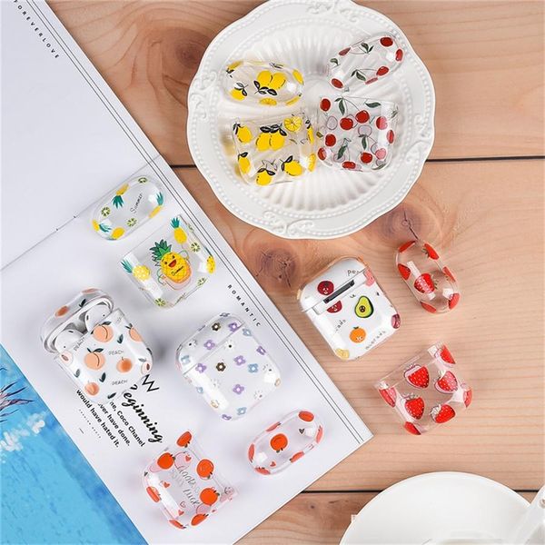 

for airpods case flower transparent clear hard plastic wireless bluetooth earphone cases for apple airpods 2 cover funda fashion