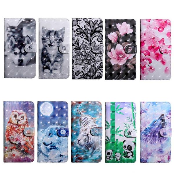 

3d leather wallet case for galaxy note 9 s9 j4 j6 a6 a8 a9 2018 flower dog wolf tiger cat owl lace card slot id magnetic luxury flip cover