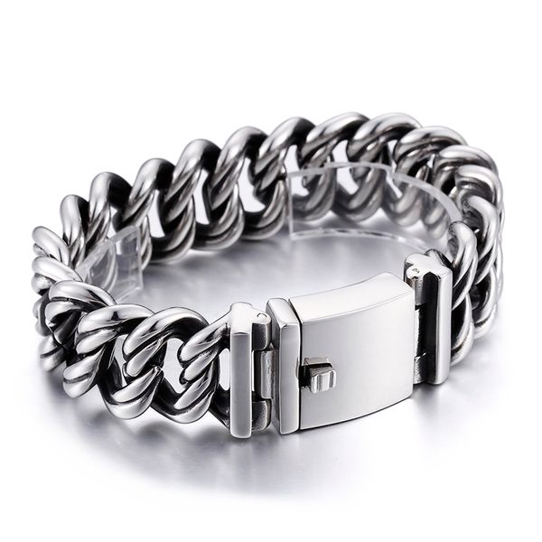 

link, chain factory wholesale 145g heavy huge vintage 316l stainless steel biker bracelet men's gothic jewelry bling 8.66'', Black