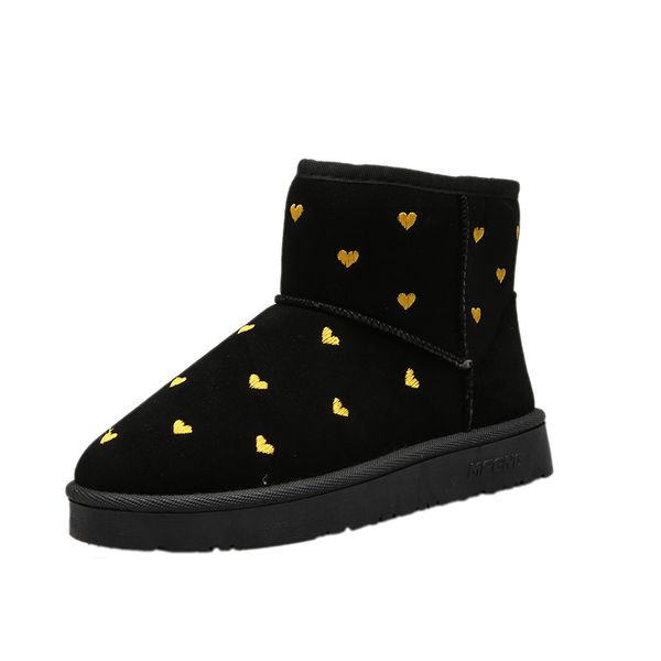 

2020 vesyrion fashion women short snow boots fur red/yellow/green heart-shaped cute outdoor winter warm female shoes size 36-40, Black
