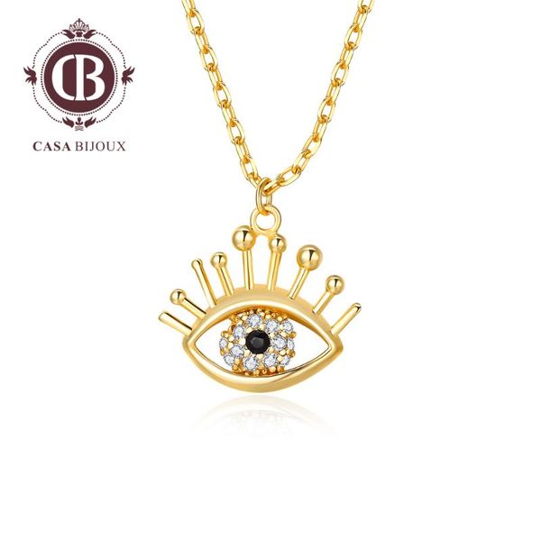 

casabijoux pendant necklace gold color evil eye pendants crystals from swarovskii for women daily fashion jewelry, Silver