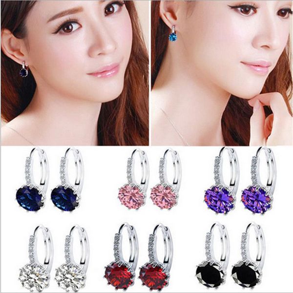 

hoop & huggie woman sun flower crystal earring s925 plated multicolor zircon earrings jewelry holiday gift, Golden;silver