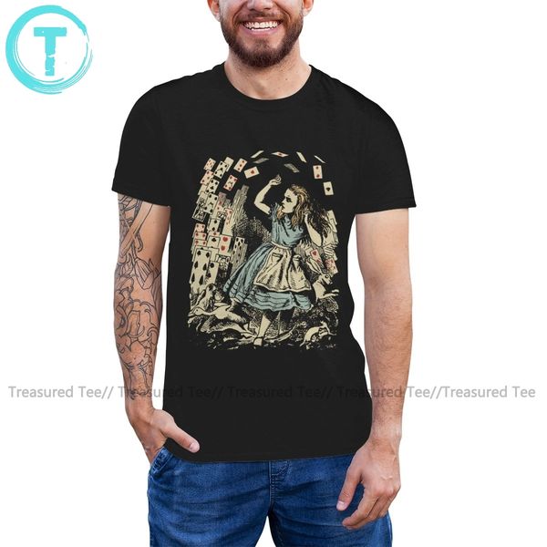 

wonderland футболка vintage alice летающие карты dark футболка с коротким рукавом 100 процентов хлопка tee shirt смешной tshirt