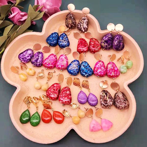 

stud candy-color earrings geometric resin gift party jewelry colorful, Golden;silver