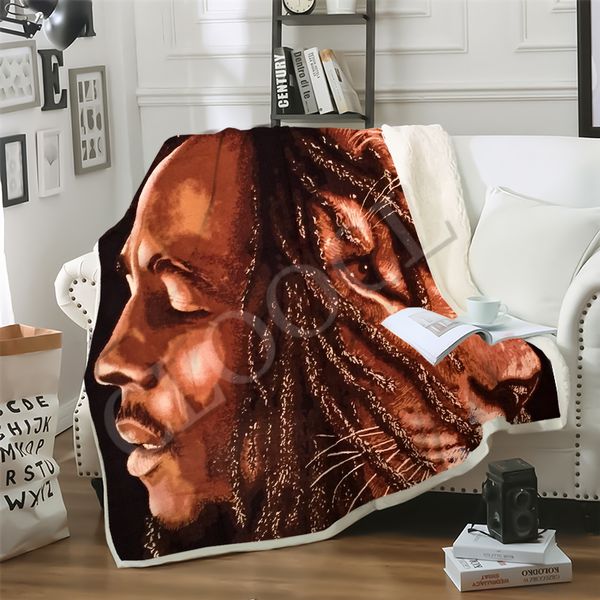 

cloocl reggae the creator bob marley warm plush blanket 3d print soft winter fashion blanket beding travel decorative sofa two-layer quilt